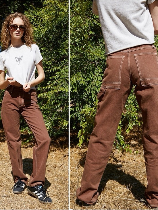 Brandy Melville Denim - Brandy Melville John Galt Brown Carpenter Pants - Size S - Adjustable Waist